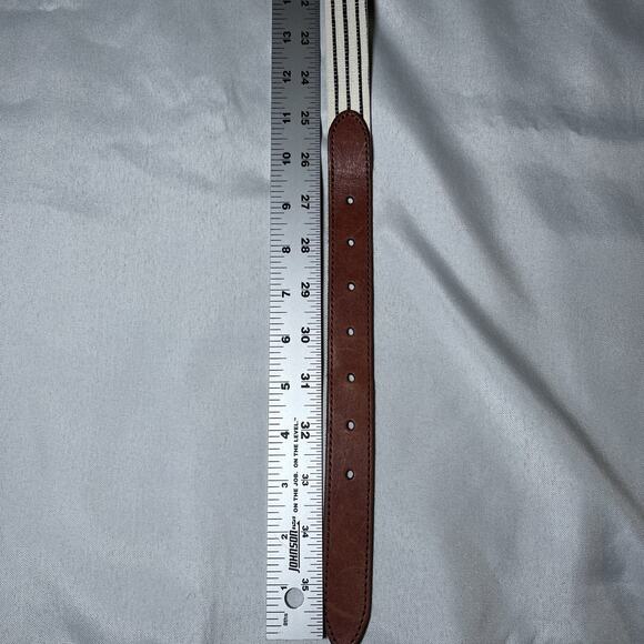 Women's Fossil Belt Cream Blue Stripe w/ Brown Leather Accent Size S EUC - Picture 9 of 10